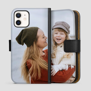 mother and daughter printed onto faux leather sideflip phone case